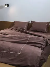 Комплект постільної білизни Ecotton Євро з вишивкою та кантом Stucco в чохлі для зберігання коричневого кольору (25092)