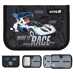 Пенал "Kite" Hot Wheels 1 від., б/н, з 1 відворотом №HW25-621