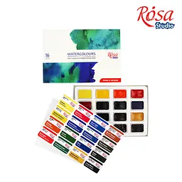Набір акварельних фарб ROSA Studio картонний пенал 16 кол. х 2,5 мл кювета 340204 (4823098518044) - мініатюра 3