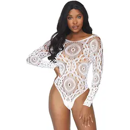 Боді Leg Avenue Snap crotch thong back teddy White S/M