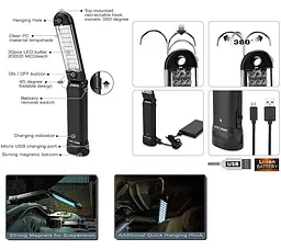 Ліхтар світлодіодний (Micro USB 5V) TOPTUL JJAT0105 - мініатюра 2