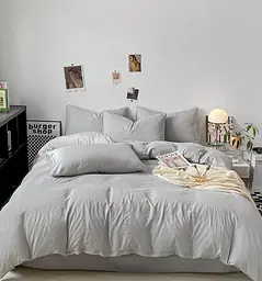 Постельное белье семейное Dushka Home Поликотон 21200 160х215х2 см светло-серое