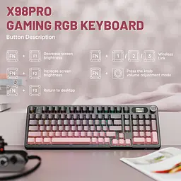 Ігрова клавіатура ATTACK SHARK X98 PRO , Рожевий - мініатюра 5