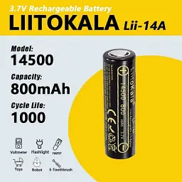 Акумулятор AA 14500 LiitoKala Lii-14A 800 mAh пальчиковий літій-іонний Li-Ion 3,7V Плоский плюс (19318) - мініатюра 5