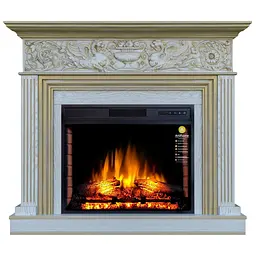 Каминокомплект ArtiFlame Residence AF28S белый дуб, патина золото