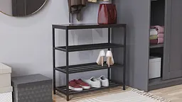 Полиця для взуття Слайм 3 Ferrum-decor 635x630x260 Чорний метал ДСП Венге Магія 16 мм (FRD-105157) - мініатюра 4