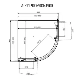 Душова кабіна Dusel A-511 100x100x190 шиншила, Хром, Універсальна, матовий, хром, 100x100 - мініатюра 2