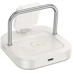 Бездротовий ЗП HOCO CQ16A Astute 3-in-1 desktop charger+watch charger молочно-білий