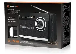 Радіоприймач 1.0 Real-El X-510 Black, 3 Вт, пластиковий корпус, FM/AM/SW, USB, SD/microSD, акумулятор, ліхтарик - мініатюра 4