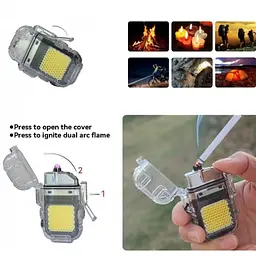 Потужна акумуляторна запальничка електроімпульсна USB з ліхтариком IPX64 ARC Lighter UKC 209 - мініатюра 5