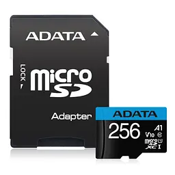 Карта пам'яті ADATA 256GB microSDXC class 10 UHS-I V10 A1 (AUSDX256GUICL10A1-RA1)