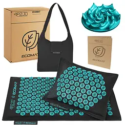 Килимок акупунктурний з подушкою 4FIZJO Eco Mat Аплікатор Кузнєцова 4FJ0421 Black/Blue (P-5907739316684)