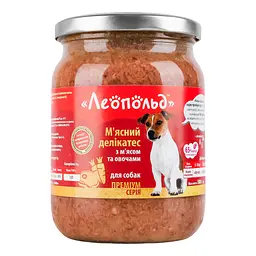 Вологий корм Леопольд м'ясні делікатеси з м'ясом та овочами для собак 500 г