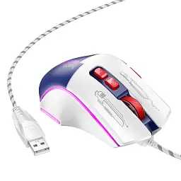 Ігрова миша Hoco GM31 Overlord LuXiaominous GaXiaoming Wired Mouse White Blue - мініатюра 2