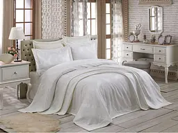Покривало з наволочками Miray Cream 240 x 260 см Gardines pbe0051049 - мініатюра 1