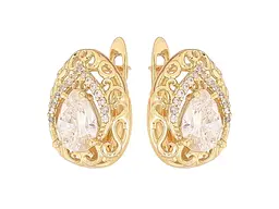 Сережки Xuping англійська застібка Позолота 14K "Візерунок з кристалами" 301623