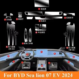 Набір Плівок захисних для салону BYD Sea Lion 07 2024- TPU (Понелі Кансолі Дисплея Ручок) на 8 Секцій - мініатюра 2