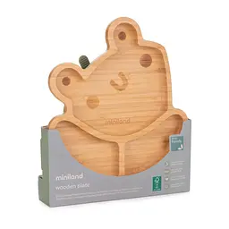Дитяча бамбукова секційна тарілка Miniland Wooden Plate Frog, на присосці, коричневий із зеленим - мініатюра 8