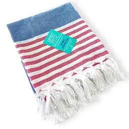 Рушник пештемаль Lovely Svi бавовняний, пляжний, хамам, spa - XХL 100x180 см Blue/Red Stripes (1032025)