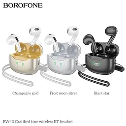 Навушники Borofone BW40 Gratified true wireless BT headset Frost Moon Silver - мініатюра 4