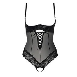 Боді з відкритими грудьми Passion Exclusive NORTH Body black L/XL - мініатюра 3