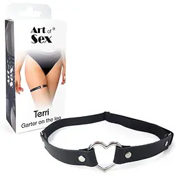 Гартер на ногу Art of Sex - Terri Серце з натуральної шкіри, колір Чорний (1 шт.) - мініатюра 3