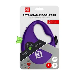 Повідець для собак WAUDOG R-leash з контейнером для пакетів L до 40 кг 5 м фіолетовий (26299) - мініатюра 5