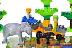 Конструктор блоковий QB300-006 "Block&Steps: Пригоди в Сафарі" + ходилка та меморі гра 3в1, 89дет. qbee - мініатюра 6