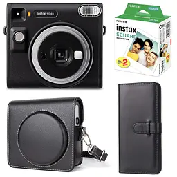 Подарунковий набір камера Fujifilm Instax Square SQ40 Фотопапір 20 шт. Чохол Фотоальбом 80 фото Чорний