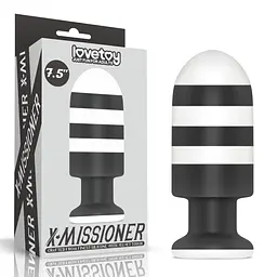 Анальна пробка LoveToy X-Missioner 19.5 см (чорно-білий) - мініатюра 2