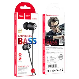 Навушники Hoco M88 Graceful universal earphones with mic Black - мініатюра 3