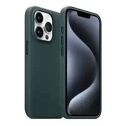 Кожаный чехол-панель для Apple iPhone 15 Pro Max, FAKE Leather Case, зеленый, искусственная кожа, премиум-класс, противоударный, защита всего корпуса, с мягкой подкладкой, поддержка MagSafe и беспроводной зарядки, ArmorStandart (ARM76309) - мініатюра 3