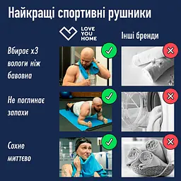 Дорожній спортивний рушник Love You з мікрофібри з чохлом 80х180 см блакитний (60143) - мініатюра 7