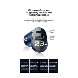 Автомобільний Адаптер зарядний JOYROOM Intelligent 2-port LED Fast Car Charger C-A17 - мініатюра 4