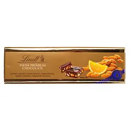Уцінка. Шоколад чорний Lindt Swiss Premium Chocolate Dark Orange Gold Апельсин і мигдаль 300 г