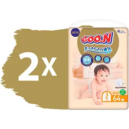 Підгузки на липучках Goo.N Premium Soft 3 (7-12 кг), 128 шт. (2 уп. х 64 шт.) - мініатюра 2