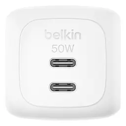 Зарядний пристрій Belkin 2xUSB-C PD50W GaN PPS white (WCH019KQWH) - мініатюра 4