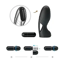 Насадка Pretty Love Alan Finger Vibrator Black на палець, 10х3 см чорний - мініатюра 6
