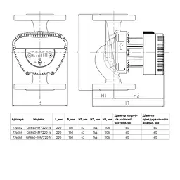 Циркуляційний насос Aquatica GPA40-10F/220 IV енергозберігаючий, 10-185Вт Hmax 10м Qmax 167л/хв DN40 (774086) - мініатюра 2