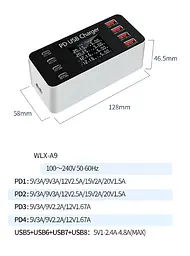 Мультизарядний пристрій Addap 8 портів USB Type-C A9 65 W PD (WLX-A9) - мініатюра 5