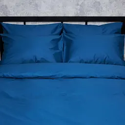Комплект постельного белья Moon&Star Satin Premium Deep Blue Євро 200х220 см наволочки 2х50х70 см - мініатюра 5