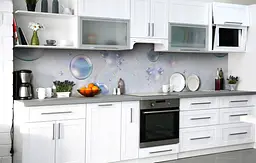 Кухонний фартух Мильні бульбашки Сфери вінілові для кухні 65х250 см Абстракція Блакитний Happy Pocket Z184246