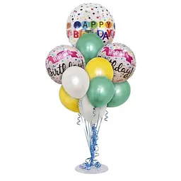Набір надувних фольгованих кульок Happy Birthday декоративні для свят 6 шт Різні кольори