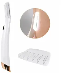 Портативний тріммер-епілятор для обличчя від батарейок Flawless Dermaplane • Тріммер для брів із підсвічуванням - мініатюра 5
