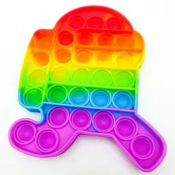 Сенсорна іграшка антистрес силіконова нескінченна пухирка попит UKC Pop It Fidget Амонгас біжить веселка - мініатюра 5