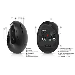 Мишка REAL-EL RM-490W Wireless/Bluetooth Black (EL123200058) - мініатюра 9