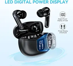 Бездротові навушники, Bluetooth 5.3 Навушники 40 годин відтворення Deep Bass Stereo Earbud, світлодіодний дисплей живлення - мініатюра 5