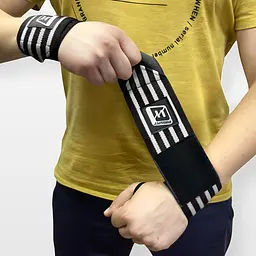 Кистьові бинти EasyFit на зап'ястя 50х8 см фіксатор, чорно-білі (EF-0060-GY) - мініатюра 5