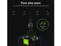 Перетворювач напруги інвертор Green Cell 12V на 230V 1000W/2000W чиста синусоїда - мініатюра 3
