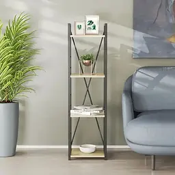 Етажерка 4/34 Ferrum-decor Серії Коннект 120x34x28 чорний ДСП Дуб Сонома 16мм (FRD-104274)